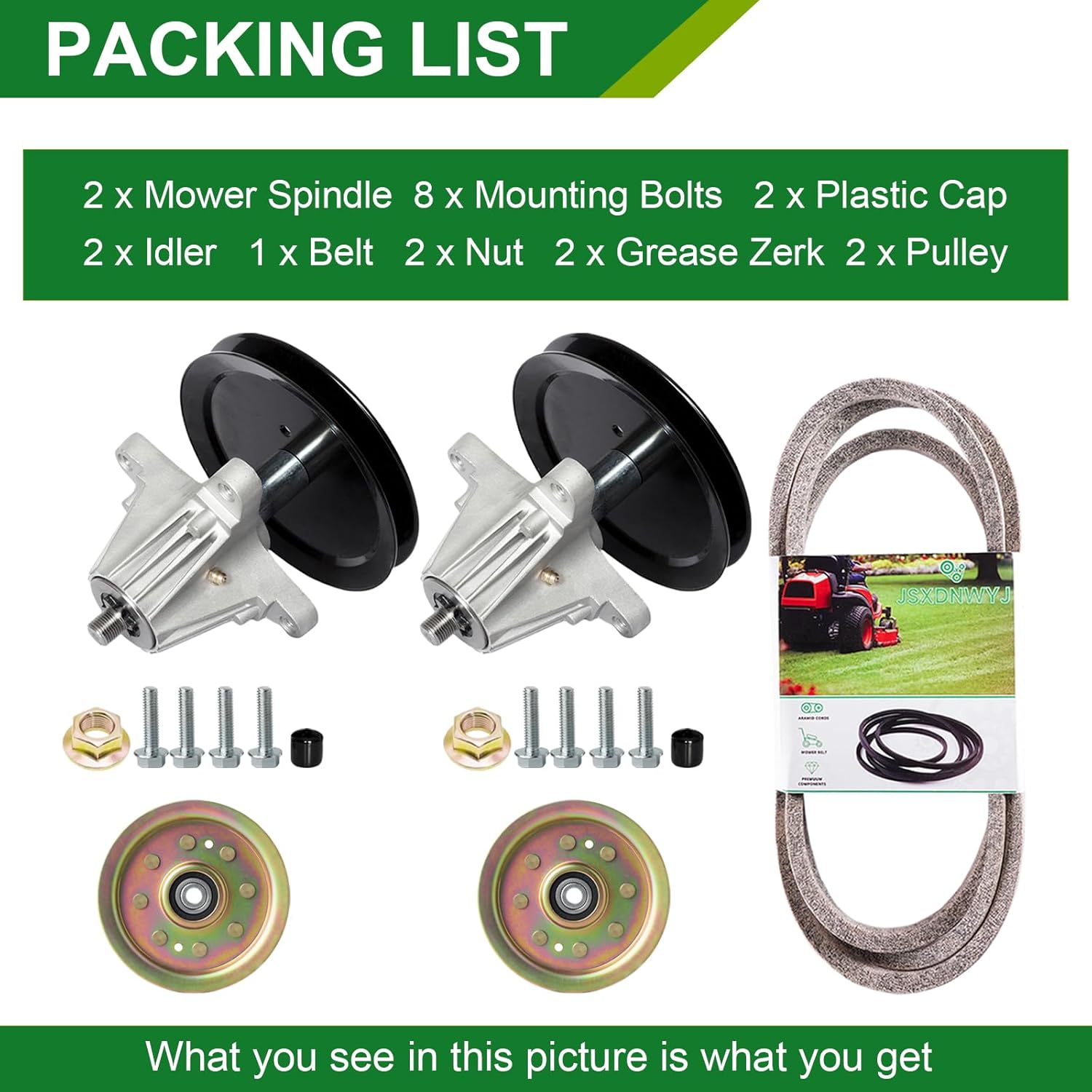 46 Inch Mower Deck Rebuild Kit - Fits Cub Cadet LTX1042 LTX1045 LTX1046 Craftsman MTD LT2000 LT2200 LT2500 Troy Bilt Horse Xp 46" 2 Spindles(918-04865A)+2 Idlers(756-04129B)+1 Belt(954-04129)