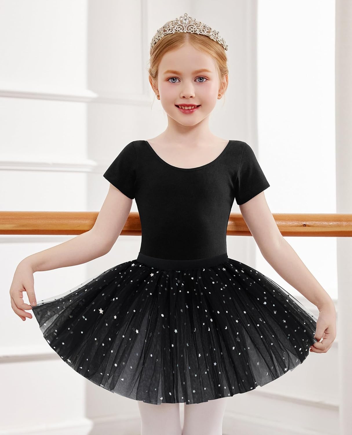 Zaclotre Girls Ballet Leotards Short Sleeve Bow Back Tutu Ballerina Costume Toddler Dance Dress Outfit Combo - Image 9