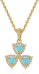 Fettero Gold Necklace for Women Dainty Clover Necklace 14K Gold Plated Cute Charm Necklaces Jewelry 3 Leaf Flower Pendant