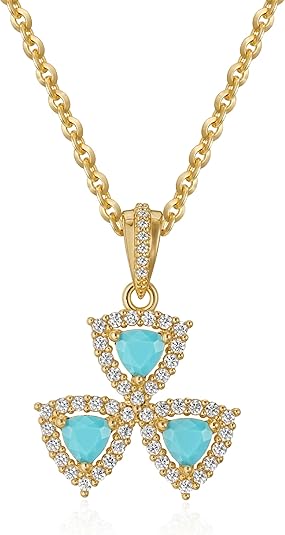 Fettero Gold Necklace for Women Dainty Clover Necklace 14K Gold Plated Cute Charm Necklaces Jewelry 3 Leaf Flower Pendant
