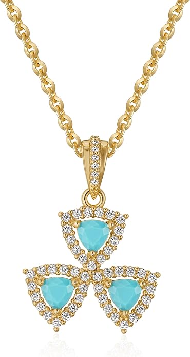 Fettero Gold Necklace for Women Dainty Clover Necklace 14K Gold Plated Cute Charm Necklaces Jewelry 3 Leaf Flower Pendant