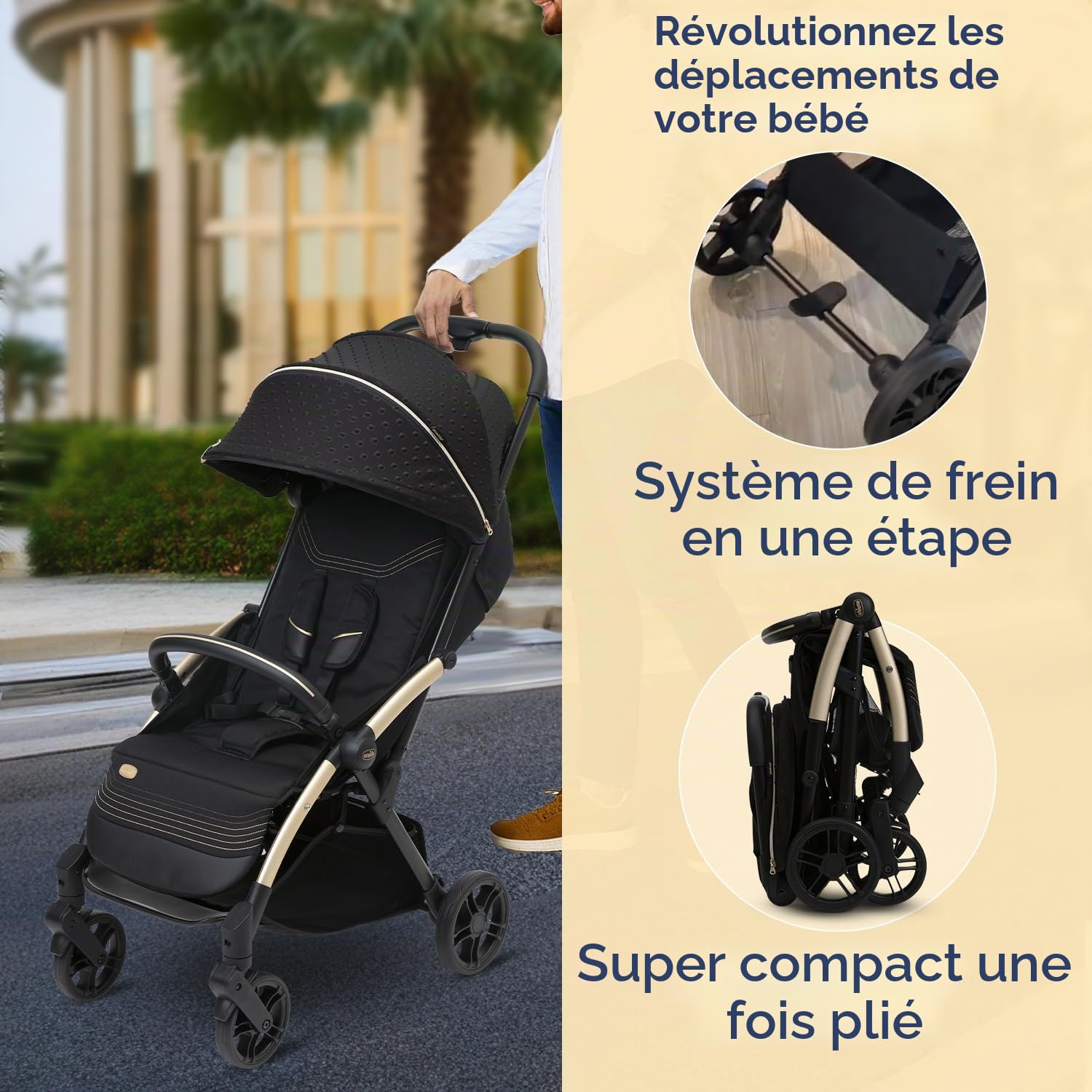 Chicco Poussette Goody XPlus, de 0 mois à 4 ans (22 kg), fermeture d'une seule main, se plie en un seul geste, compacte, grandes roues,capote extensible, dossier inclinable et réglable en 4 positions