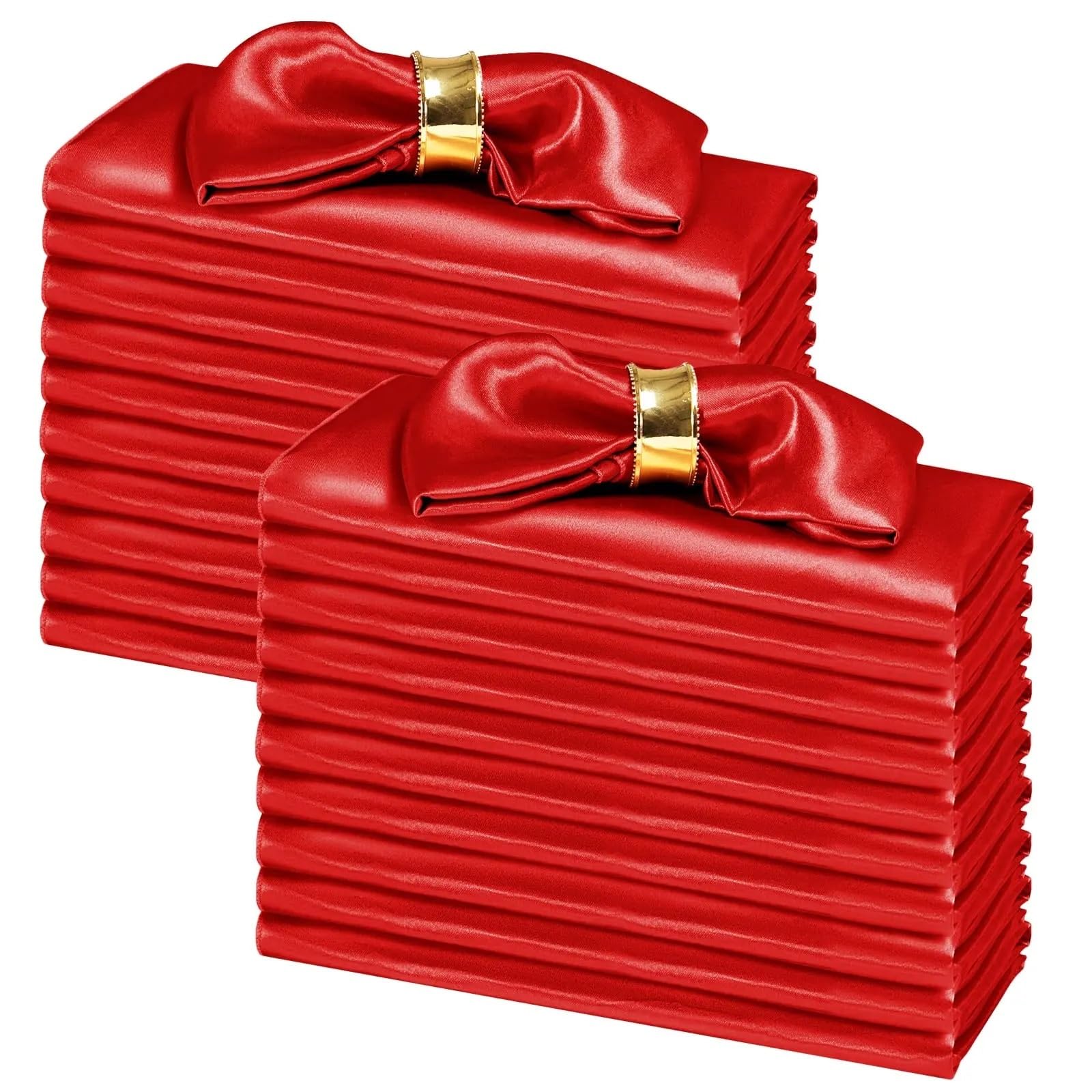 Serviettes en Satin Rouge 100 Pièces, Carrées 30x30cm