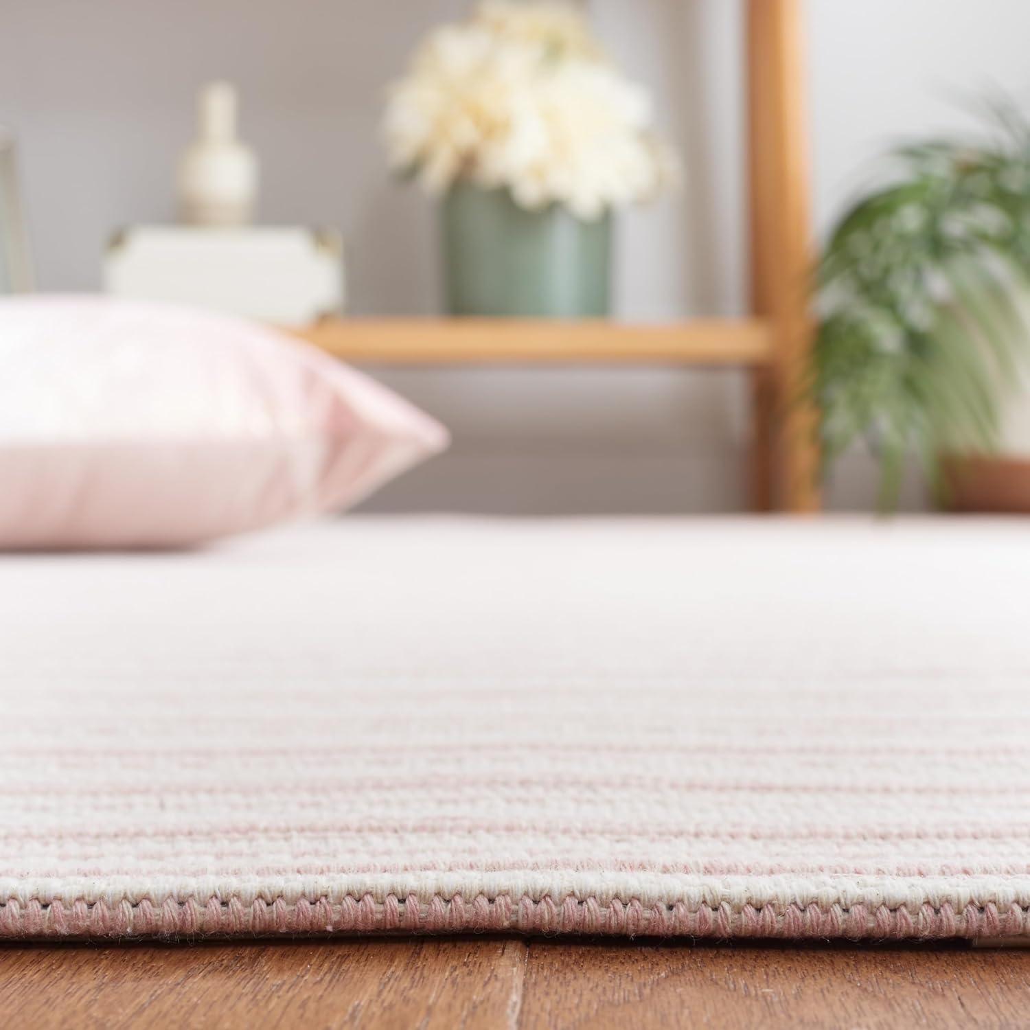Martha Stewart x SAFAVIEH Area Rug Collection - 2' x 8' Runner, Pink & Ivory, Cotton, Ideal for Living Room, Bedroom, Foyer, Hallway (MSR419U)