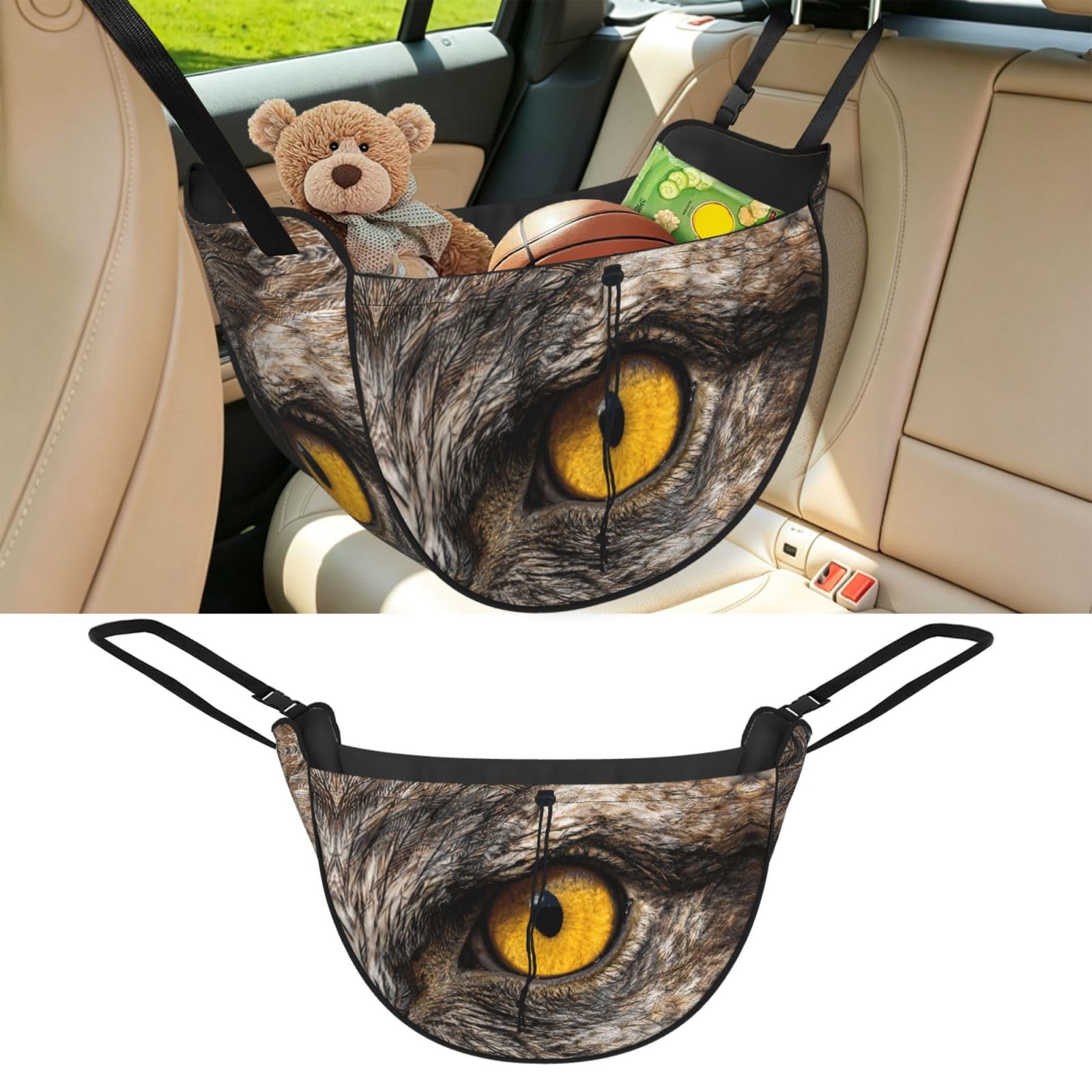 Cntdbu Black Eagle Eye Close Car Seat Organizer-Backseat Storage Bag For Travel