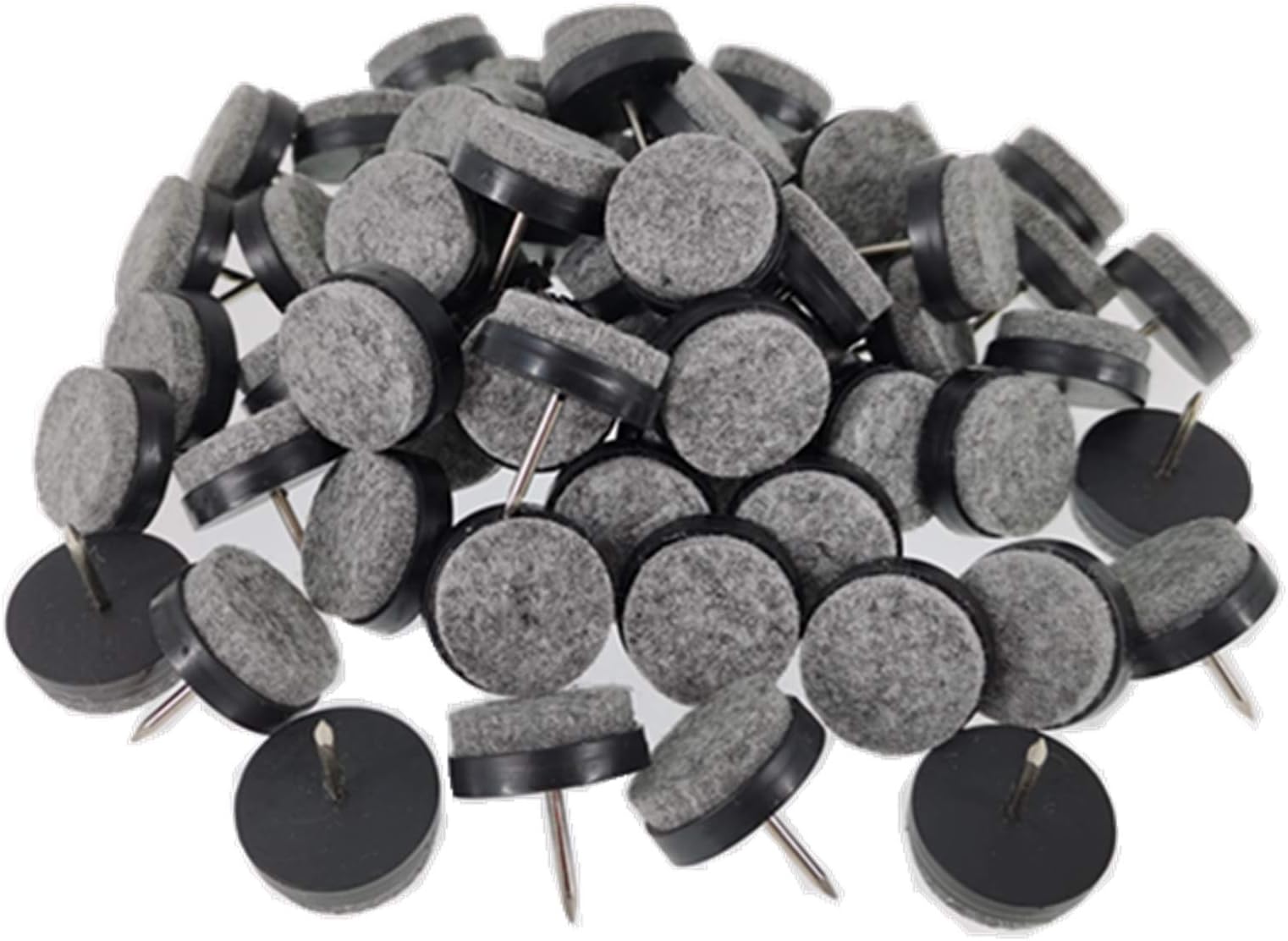 ALIMITOPIA 40pcs Furniture Felt Pad Heavy Duty Nail-on Chiar Slider Glide Pad Floor Protector for Wooden Furniture Chair Tables Leg Feet(Φ22mm or 0.87";Black)