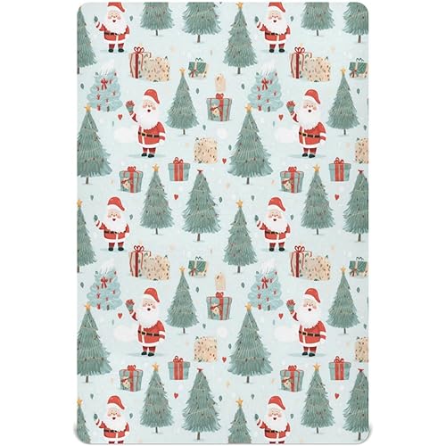 Kigai Christmas Santa Claus Fitted Crib Sheet for Baby Boys Girls, Extra Soft Breathable Nursery Bedding Sheet for Standard Crib and Toddler Mattresses, 28 x 52 in