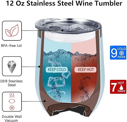 Miniatura 5 de Regalos de pingüinos, regalos de cumpleaños de Navidad para mamá, hermana, hija, vaso de vino de 12 onzas con texto en inglés "I Just Freaking Love