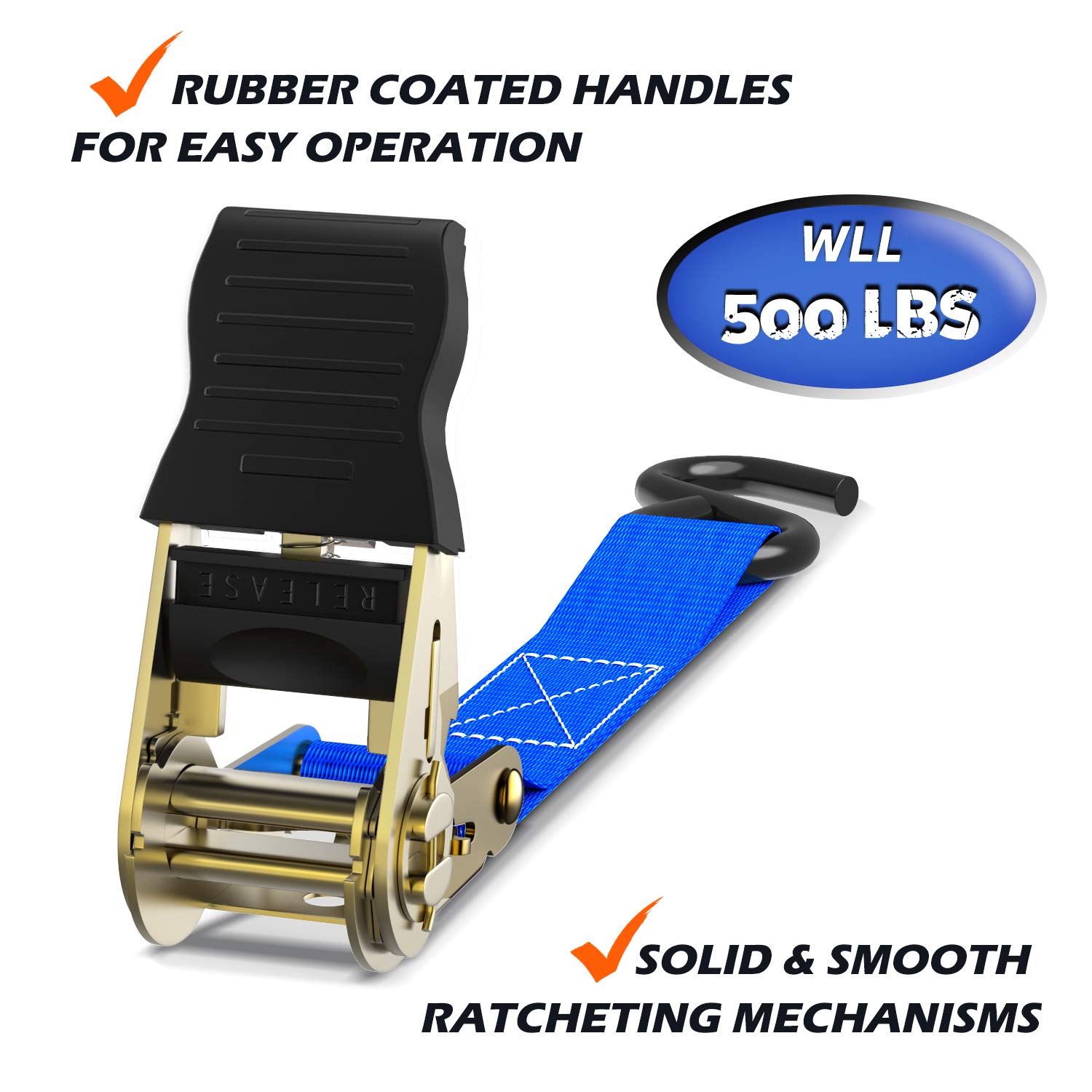 Ohuhu Ratchet Tie Down Straps 4 Pack 15 Ft 500 Lbs Load Cap with