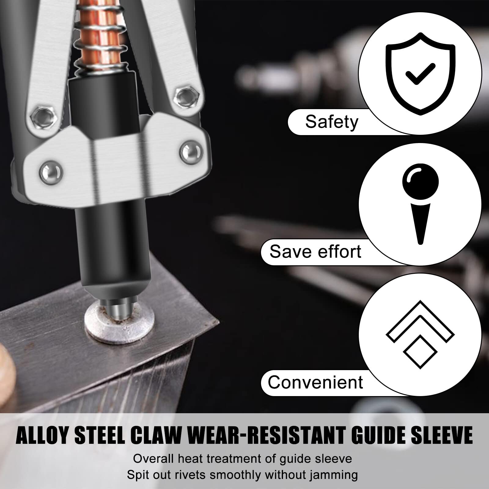 STIER Set di rivetti ciechi con pinze per rivettare a mano e rivetti ciechi, 201 pezzi con 4 naselli intercambiabili, pinze per rivettare ciechi, rivetti ciechi, rivetti