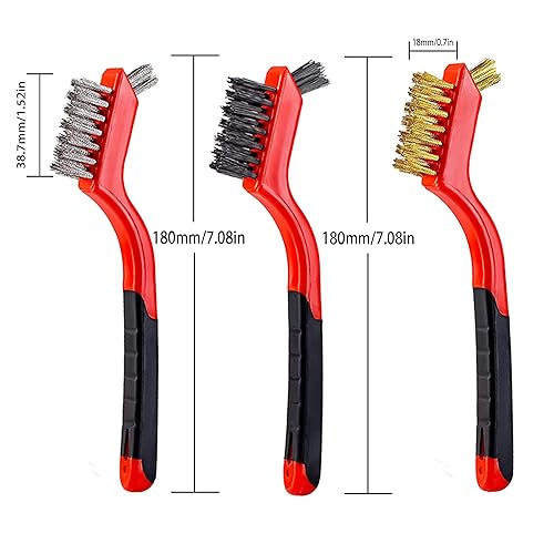Miniatura 3 de Juego de cepillos de alambre para raspar, agarre suave para el óxido, la suciedad y la limpieza de pintura con limpieza profunda (14, 14 piezas, 5