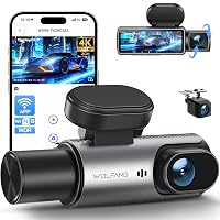 WOLFANG Dash Cam Auto 4K, Telecamera WiFi Tripla Anteriore e Posteriore