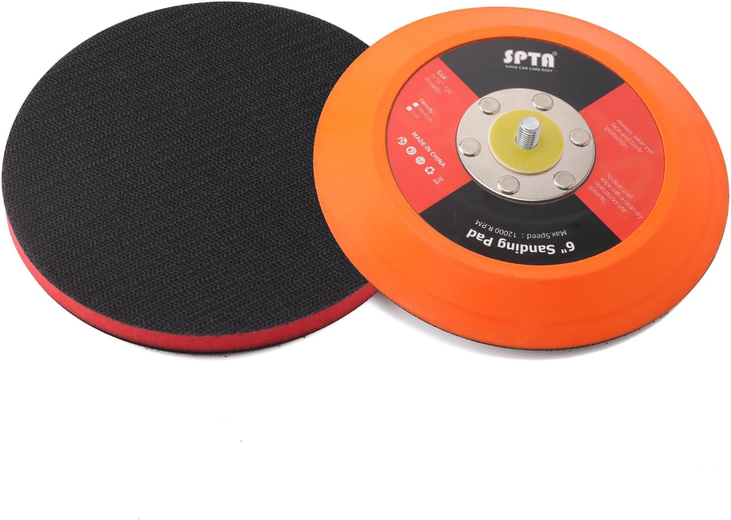 6"(150mm) Backing Pad Hook and Loop Backing Plate 5/16"-24 Thread DA Air Random Orbital Sander/Polisher Backing Pad with 6" Interface Cushion Pad for Sanding Finishing Polishing Buffing