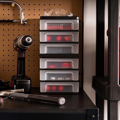 Vista 32 de IRIS USA Organizador de almacenamiento de plástico apilable para escritorio de 3 cajones, paquete de 2, para maquillaje, esmalte de uñas, baño