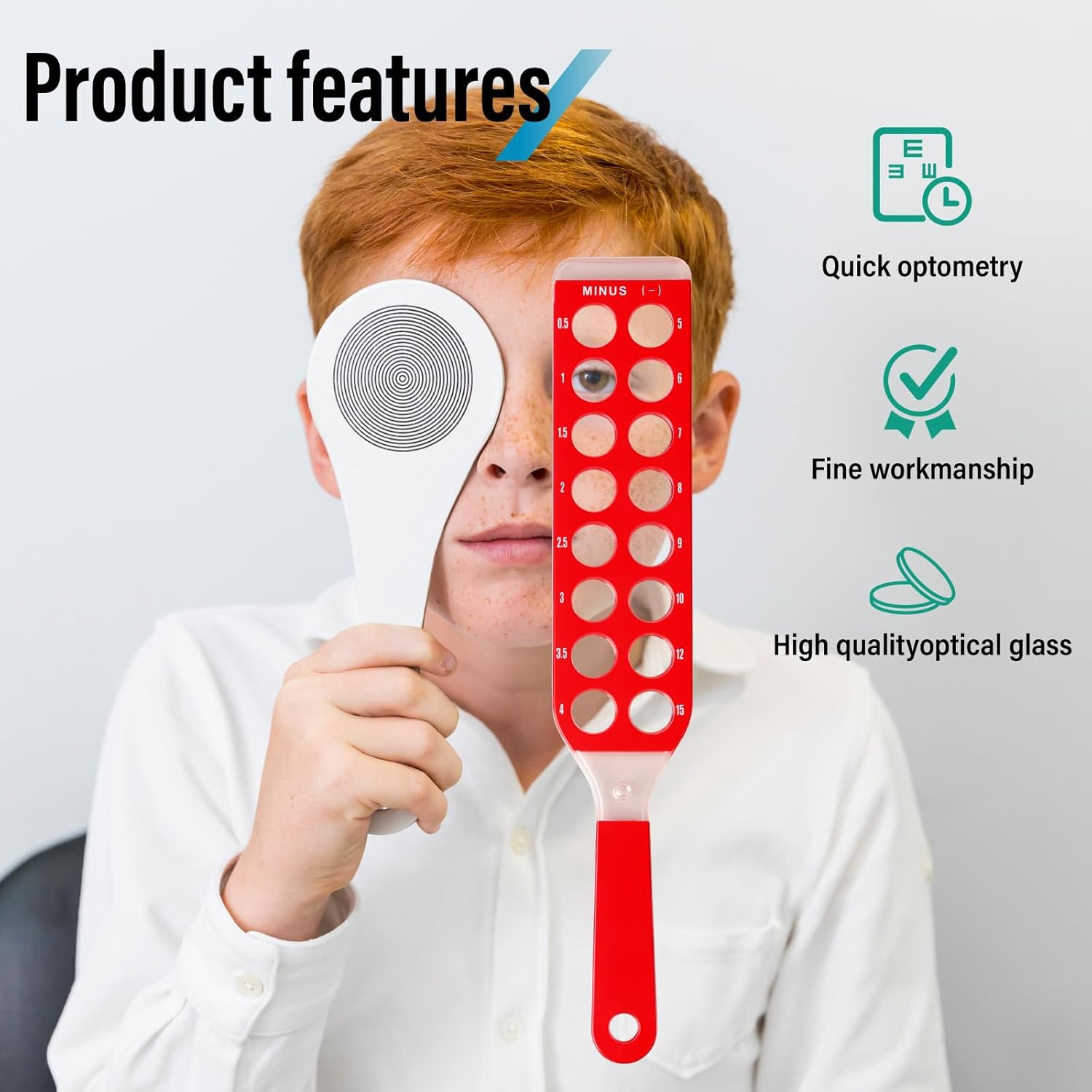Professional Refraction Testing Set - 2 Bars 32 Spherical Lenses Ophthalmic Exam Kit for Optometrists, Eyecare Clinics & Vision Testing (±0.5D to ±15D)