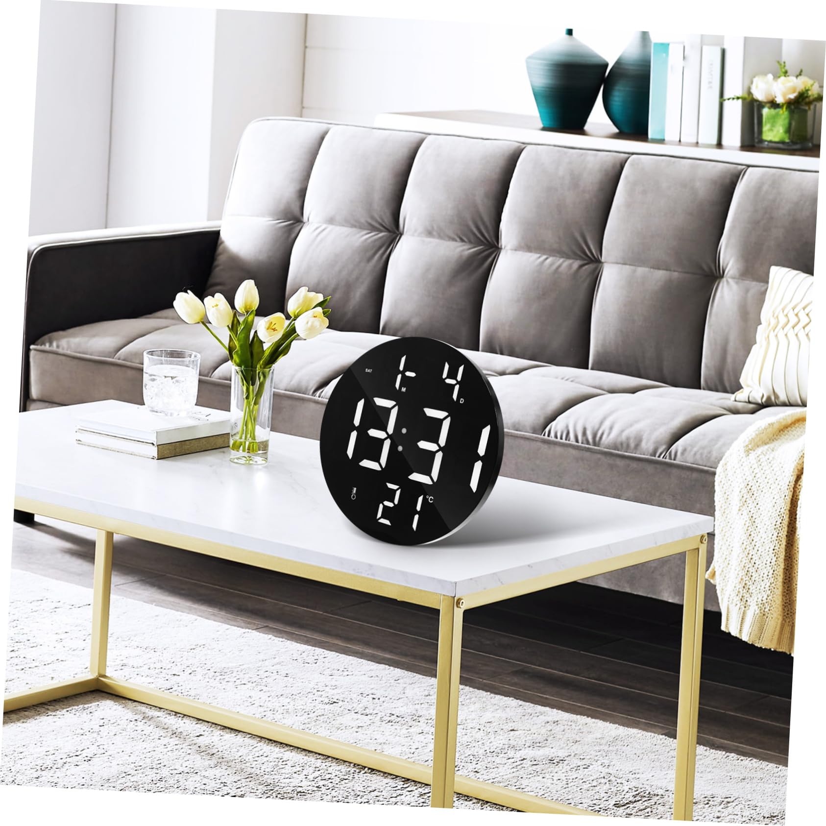 Garneck Reloj Colgante Reloj Digital Pantalla Gran De Pared Alarma Digital Led De Pared con Fecha para Dormitorio