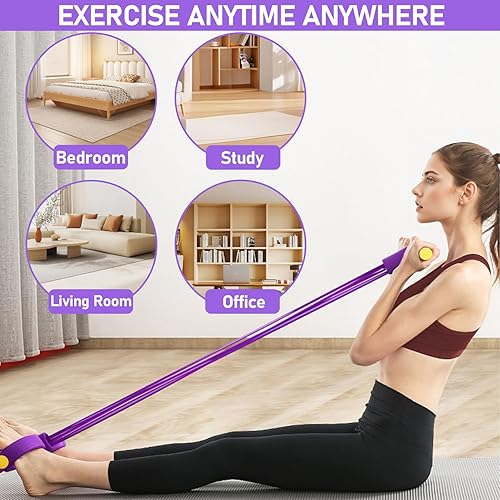 Miniatura 7 de 21 bandas de resistencia para fitness, extractor de tobillo con pedal de 6 tubos, equipo de ejercicio multifunción mejorado 2025, banda de