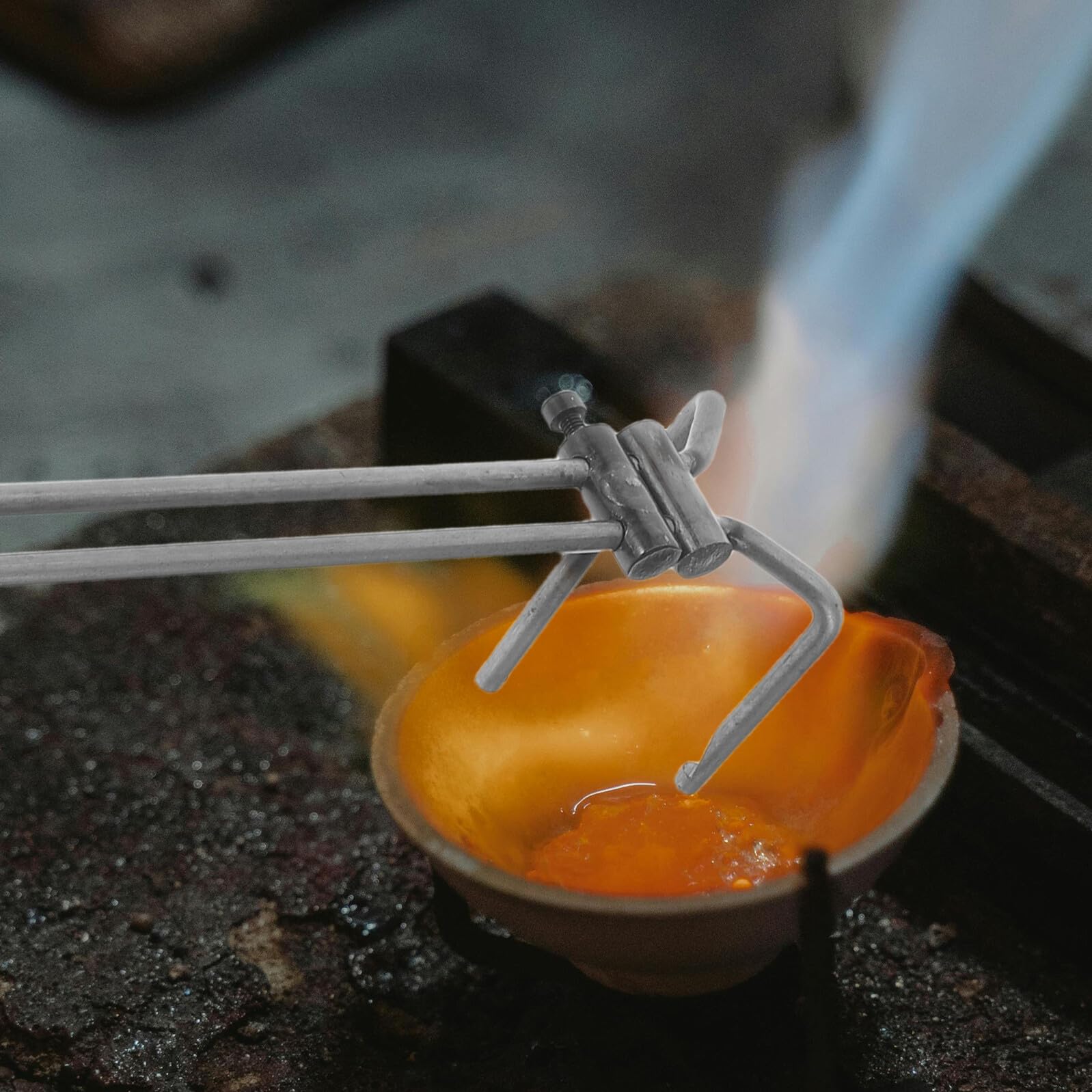 Pinzas para Crisol de Fundición para Joyería, Acero al Carbono | Plata, Mango de Plástico, Uso en Talleres y Vertido, Agarre Seguro, Aplicación Versátil