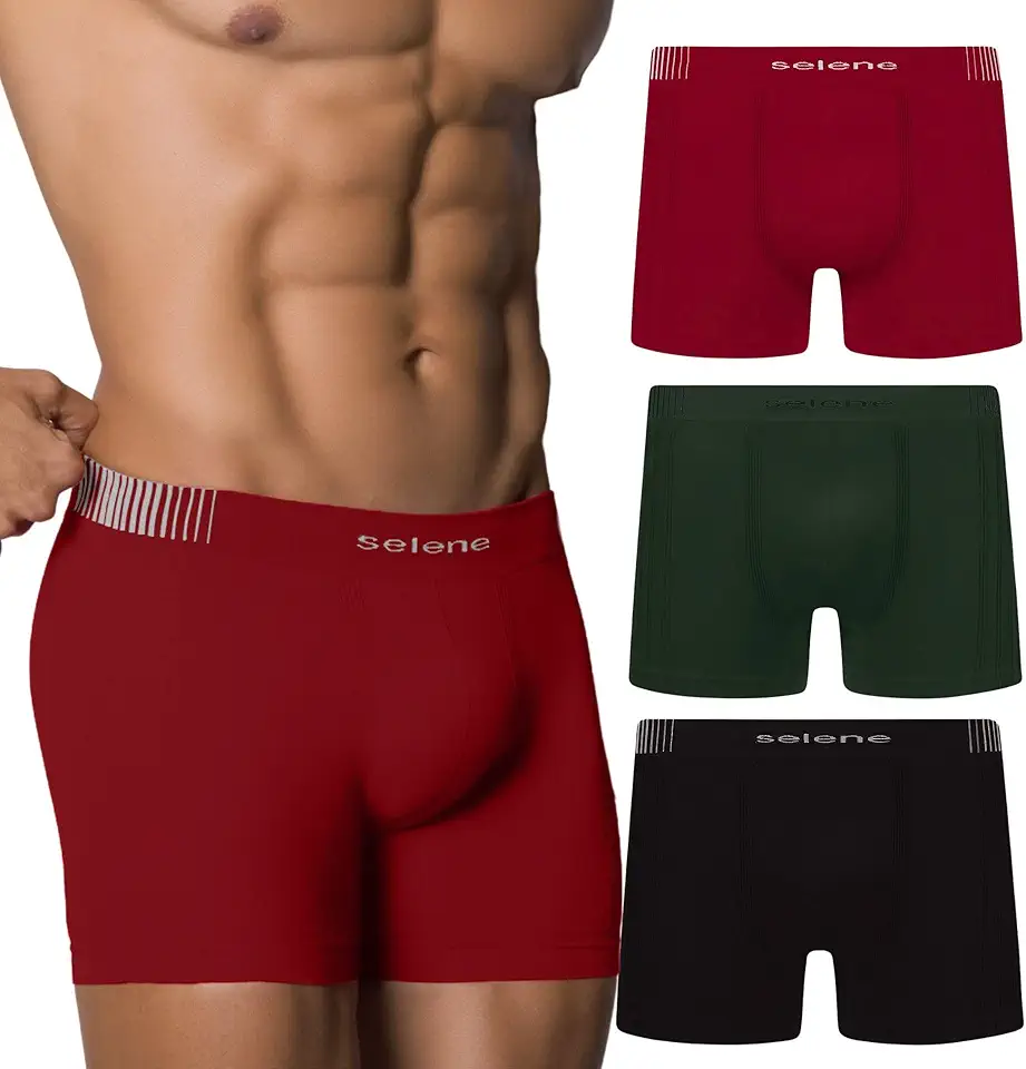 Kit 3 Cuecas Poliamida Toque Gelado Confortável Sem Costura Boxer Masculina Selene
