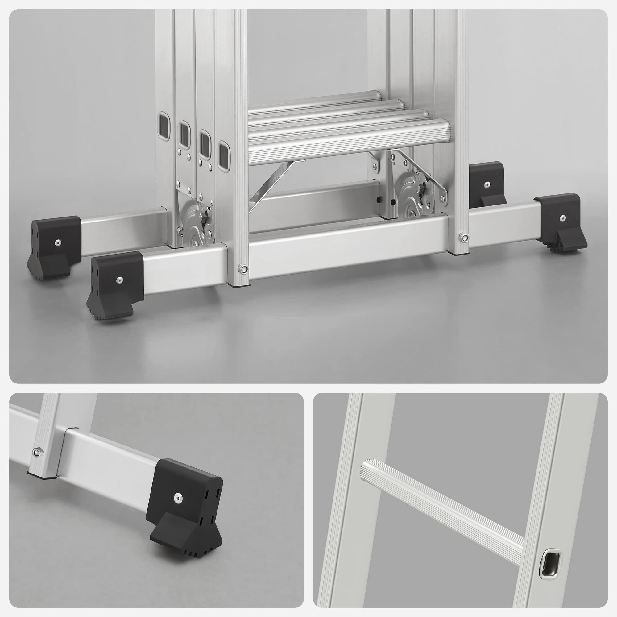 SONGMICS Mehrzweckleiter Aluleiter 12 Stufen 4x3 Stufen bis 150 kg 326 cm silbern GLT36M