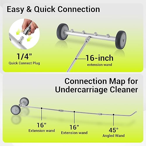 Miniatura 8 de M MINGLE Accesorio para lavadora a presión del tren de rodaje, potente lavadora de 16 pulgadas para debajo del automóvil con cañón de espuma y