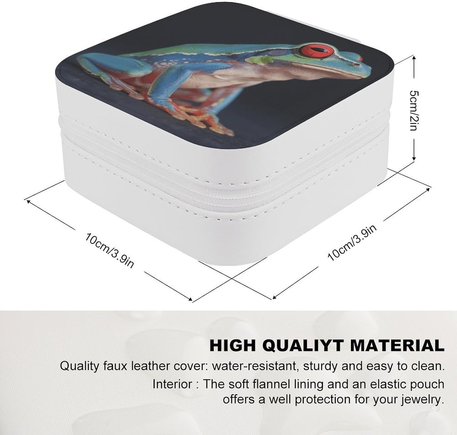 Colorful Frog Mini Jewelry Travel Case Small Portable Jewelry Organizer Box Display Storage Box for Rings Earrings Necklaces Gifts for Women, Wedding, Birthday,New Year,Christmas image 2