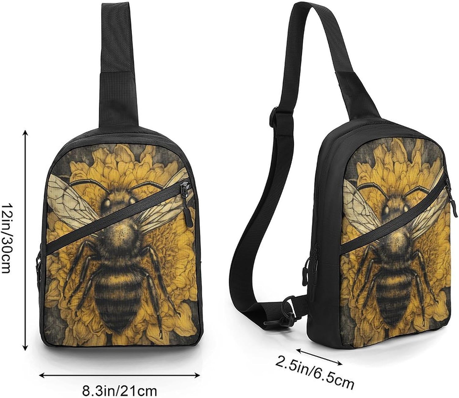 Bee in Flower Crossbody Backpack Sling Bag