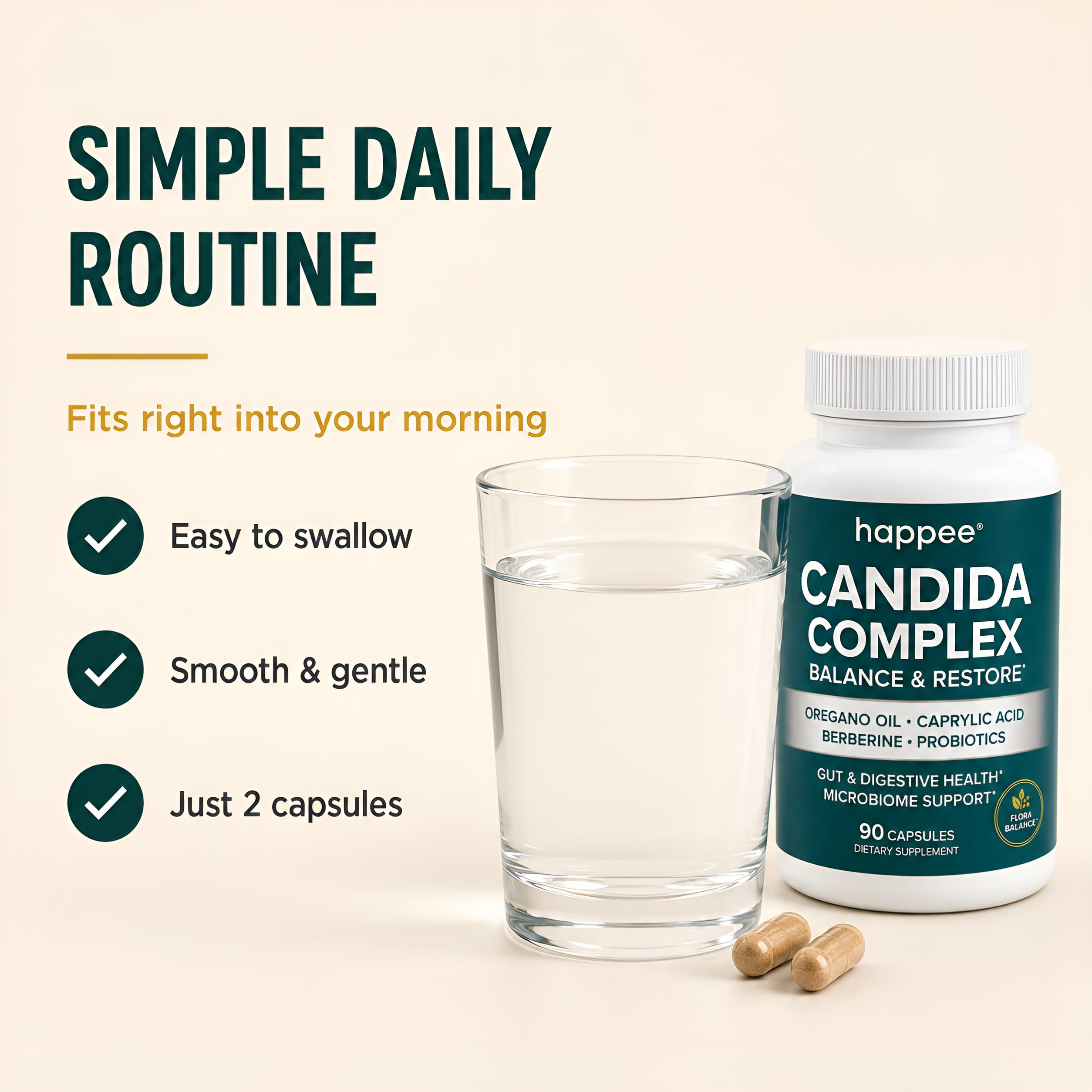 Happee Candida Complex Support Supplement - Gut and Digestive Health 90 ct. — Amazon image 3