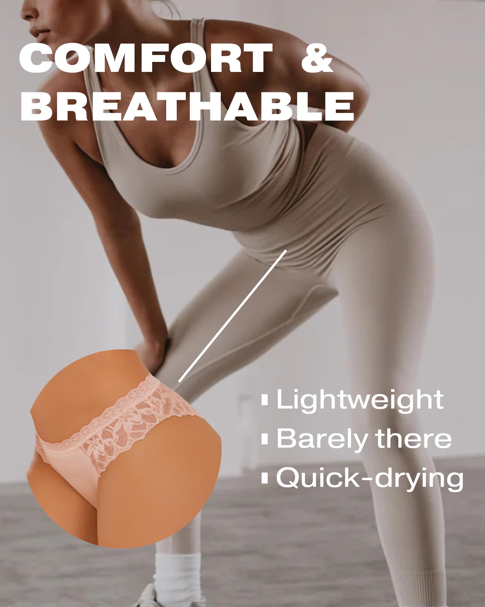 ROSYCORAL Sexy Underwear for Women Lace Cheeky Soft Hipster Low Rise Breathable Undies Cotton Bikini Panties 6 Pack: Black,purple,copper,dusky Mauve,white,peach X-Large