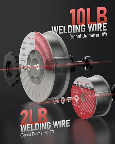 Miniatura 5 de YESWELDER Soldador MIG 165A, núcleo de flujo MIGgas MIGelevación TIGStick 4 en 1 máquina de soldadura multiproceso, pantalla digital LED control