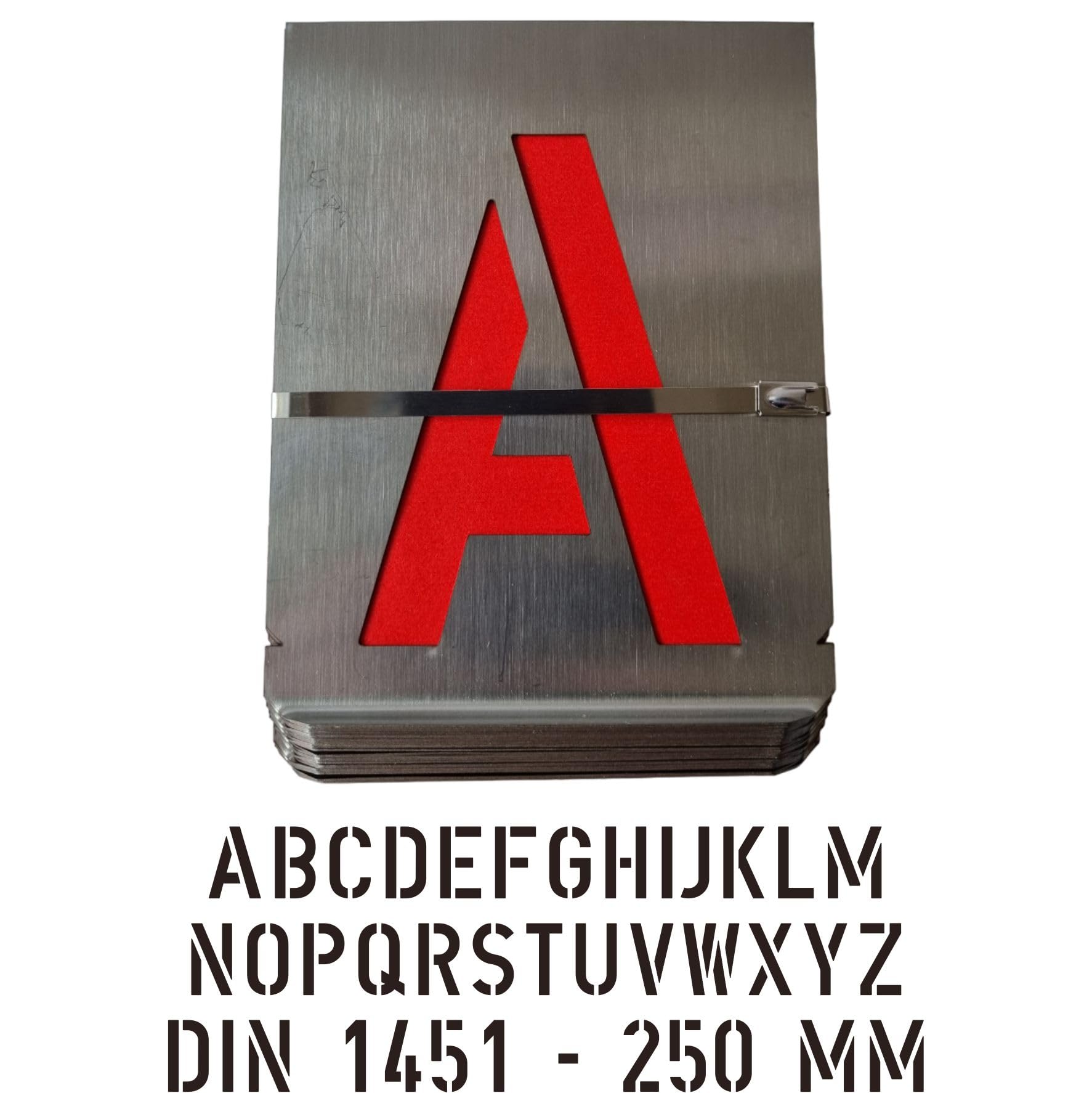 Buchstaben Schablonen Set A-Z | 250mm - 25 cm | Rostfreier Edelstahl | Einzelne Signierschablonen für Präzise Markierungen | Langlebig & Wiederverwendbar | Margreiter Technik