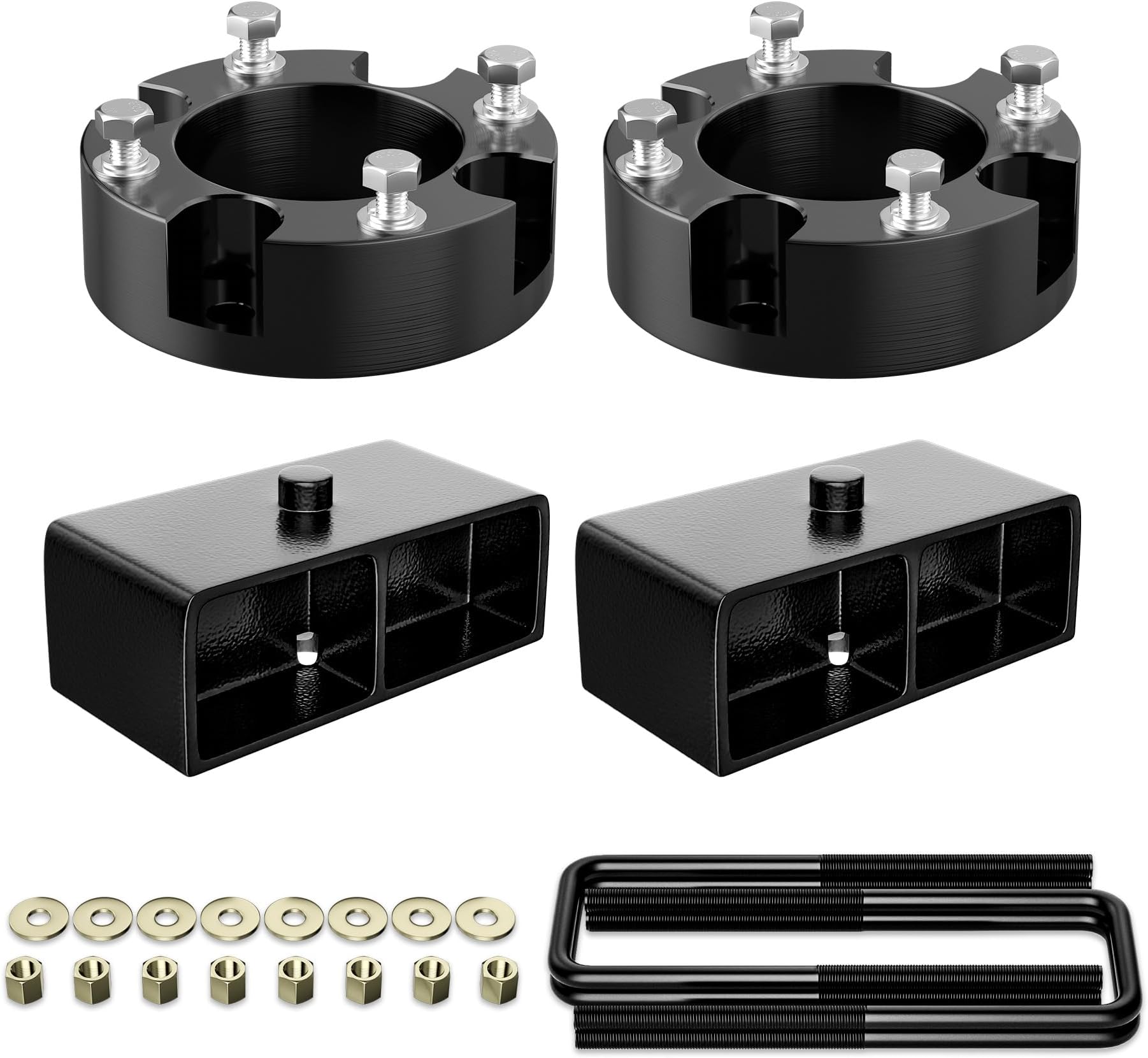 PROEZE 3" Front and 2" Rear Leveling Lift Kits for 2007-2021 Tundra,3 inch Front Strut Spacers and 2 inch Rear lift block Fit For 2007-2021 Tundra 2WD 4WD