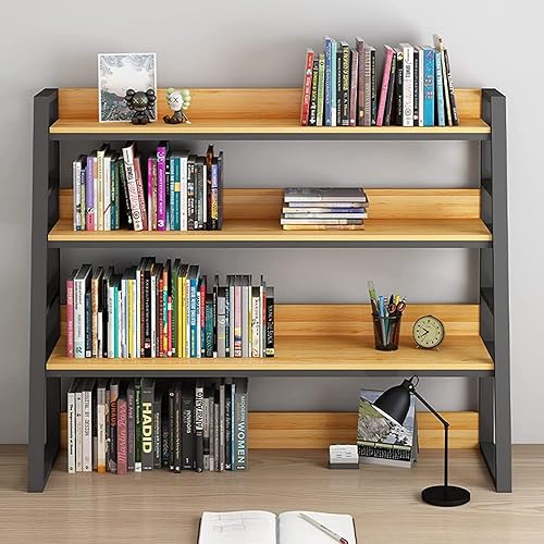 Miniatura 3 de Estantería de escritorio de hierro forjado de 3 niveles, estante de escritorio industrial para computadora, estantería multiusos, estantería de