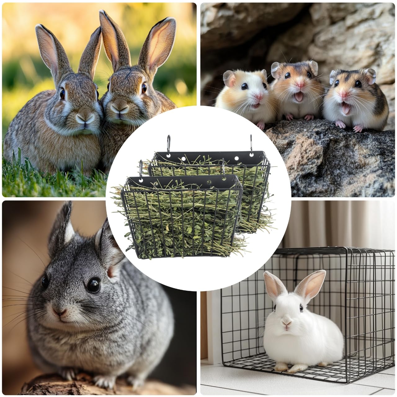 2PCS Rabbit Hay Feeder with Heavy-Duty Metal Frame Guinea Pig Hay Feeder for Rabbits， Bunny, Guinea Pigs, Chinchillas， 9.6x4.5x6.3 inch - image 5