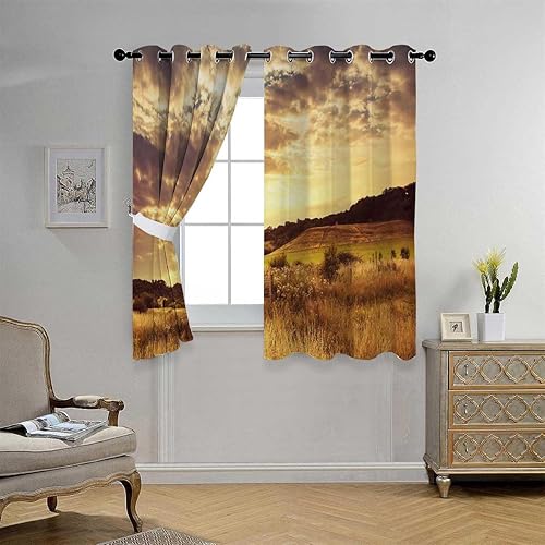 Miniatura 2 de Cortinas para Ventanas De Cuarto Paisajes Puesta de Sol Noche Paisajes Puesta de Sol Persianas para Puerta Corredera Cortinas Oscuras para