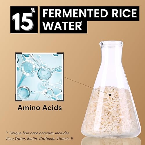 Miniatura 3 de Champú de agua de arroz para el crecimiento del cabello, regeneración, adelgazamiento del cabello y anti pérdida de cabello, otoño con ingredientes