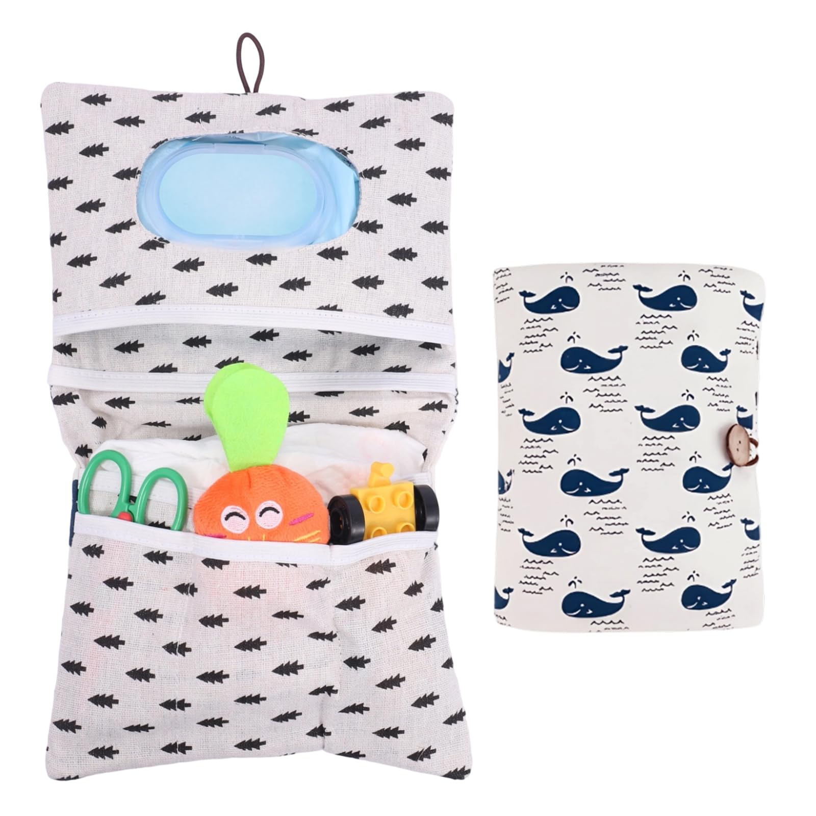 Porta Pannolini Organizer 2 in 1 Beauty Case, Pieghevole Compatto per Viaggio Salviette Creme
