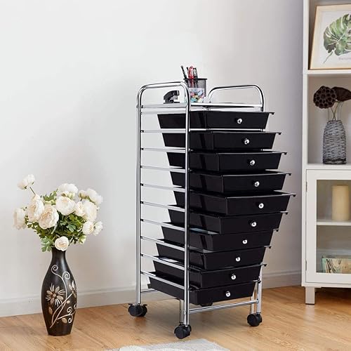 ARLIME Carrito de almacenamiento de 10 cajones, carrito de 10 cajones, carrito organizador con ruedas, organizador de papel para álbumes de