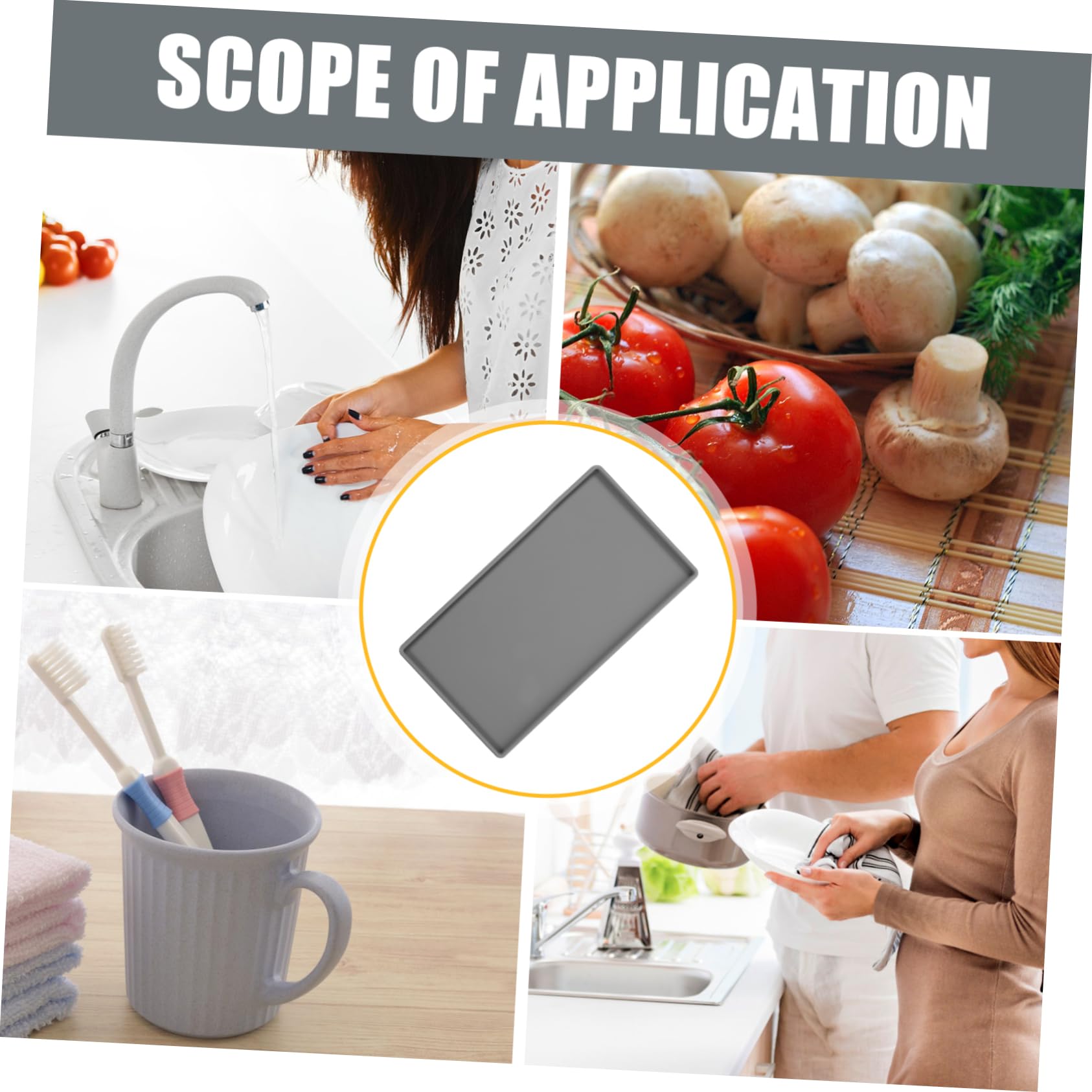 HOLIDYOYO Silicone Storage Tray for Bathroom and Kitchen Countertop Large Capacity Non-Slip Vanity Tray for Jewelry Keys and Sundries Versatile Organizer for Living Room Grey