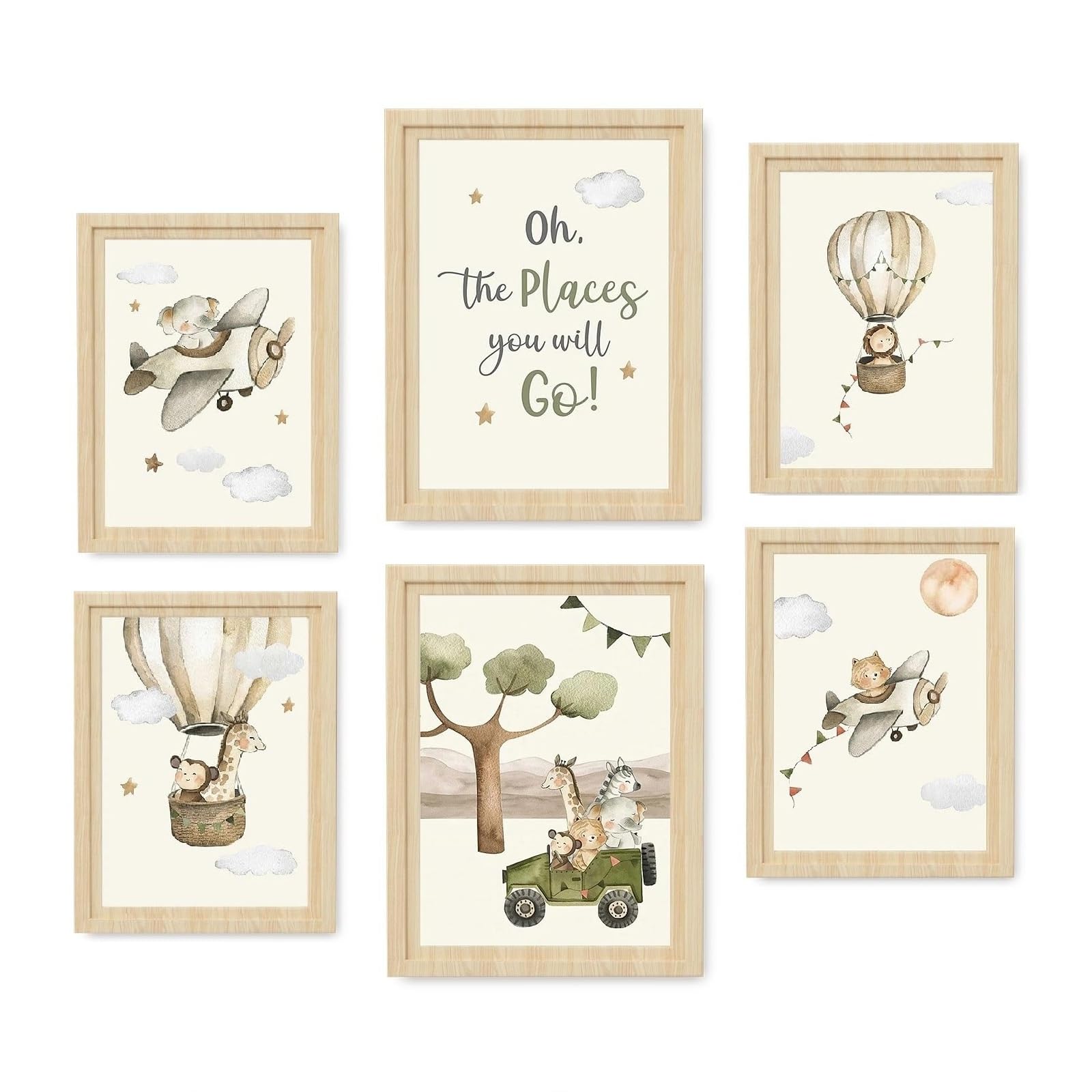 YunBey Lot de 6 Affiches Chambre D'enfant Animaux de la Forêt Poster Enfant Decoration Murale Chambre Bébé pour Garçon et Fille (Sans Cadre)
