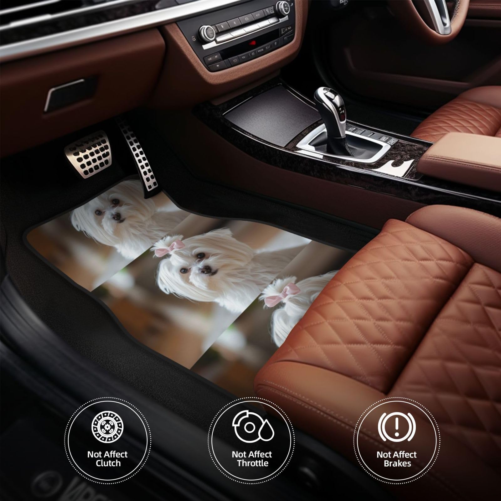 Hübscher Malteserhund-Print, 4er-Set Auto-Fußmatten, Neopren-Fußmatten für Fahrzeuge, rutschfeste Auto-Fußmatten, Autozubehör