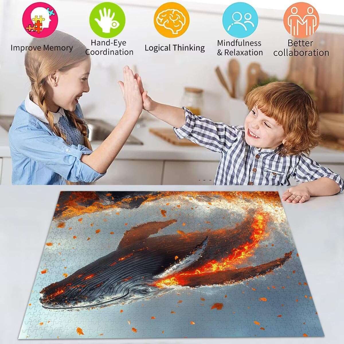 Puzzle Erwachsene 2000 Teile Wal Traum Educa Jigsaw für Kinder ab 8 Jahren Mädchen Jungen, Erwachsene Impossible Klassische Puzzles Schwer, Anspruchsvoll Spielspaß, Als Familienspiel 70x99cm t-382