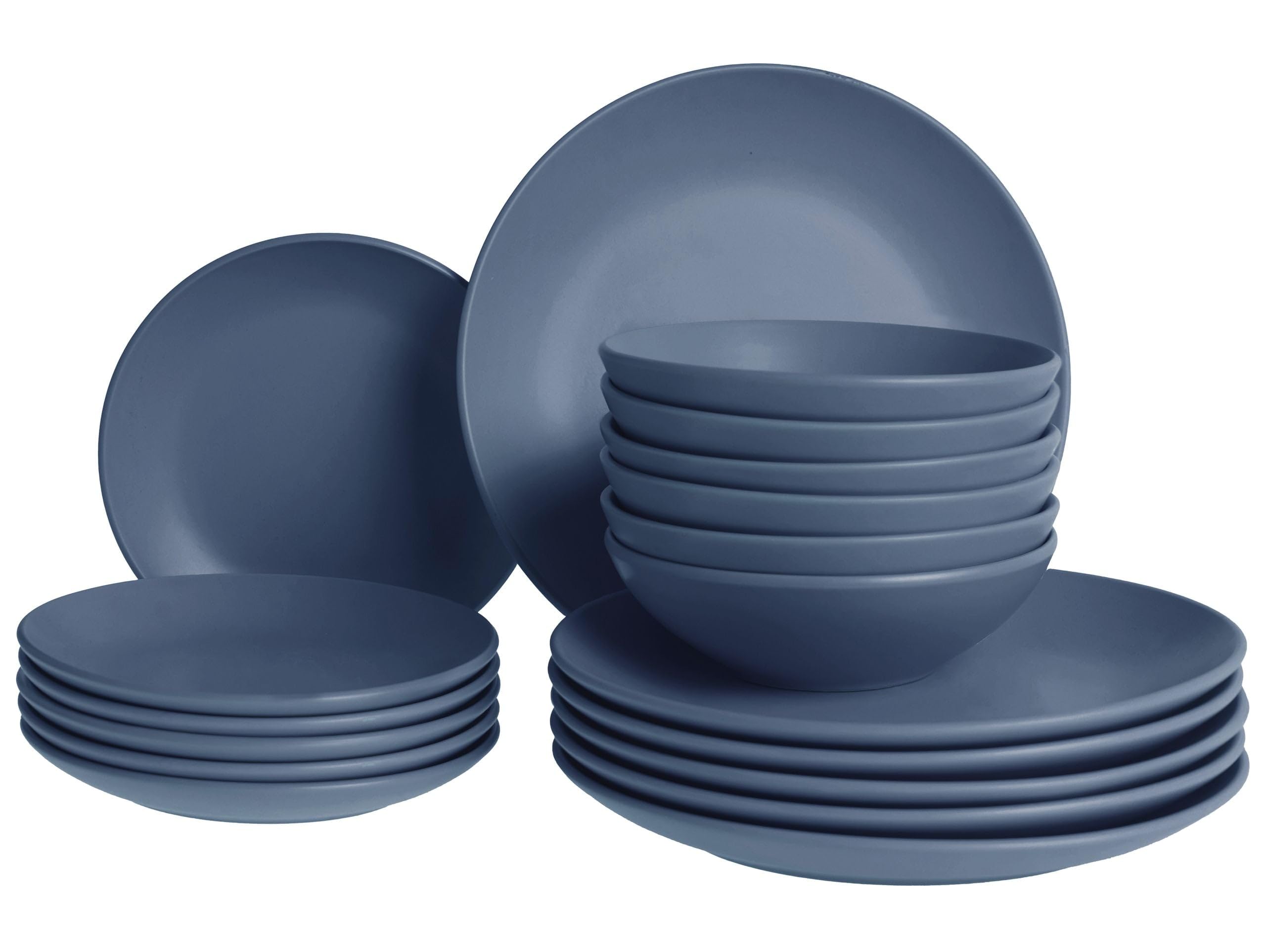 Tafelservice 18-teilig Steinzeug blau für 6 Personen Vivani