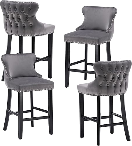 Miniatura 9 de Rhomtree Taburetes de bar de 27 pulgadas de altura de mostrador para isla de cocina o pub en casa, moderno taburete tapizado sin brazos con