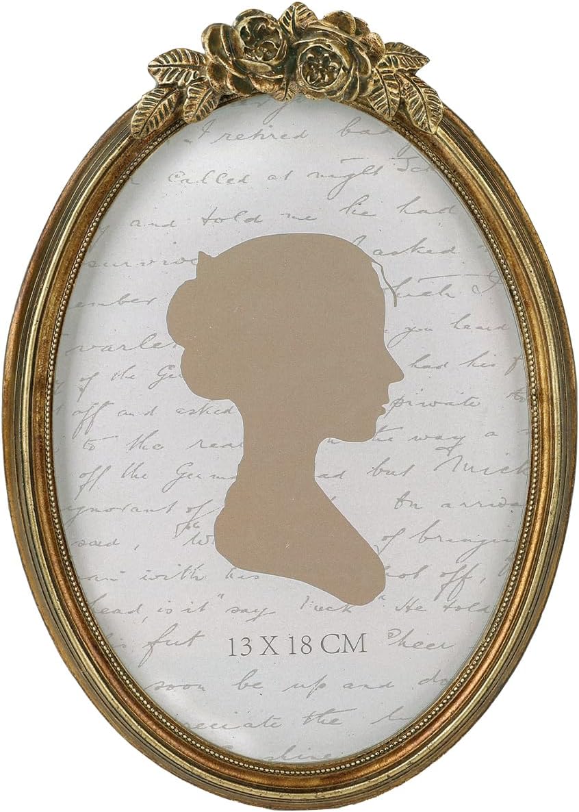 Sunlit Vintage Picture Frame 5x7 Inch, Oval Antique Photo Frames with Glass Front, Luxury Photo Display, Tabletop Wall Hanging, Gift Ideas, Bronze Rose