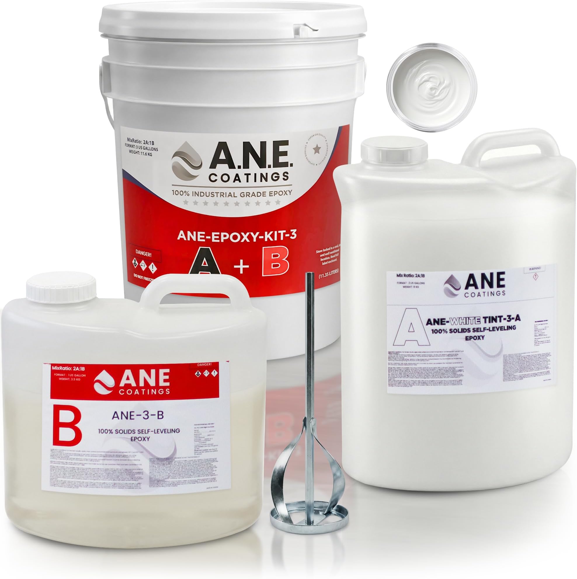 Self Leveling Epoxy Resin Kit – ANE Garage Floor Epoxy Kit Spreads Seamlessly. Durable, Industrial Grade Clear Epoxy Resin for Concrete Floors and Countertops - White