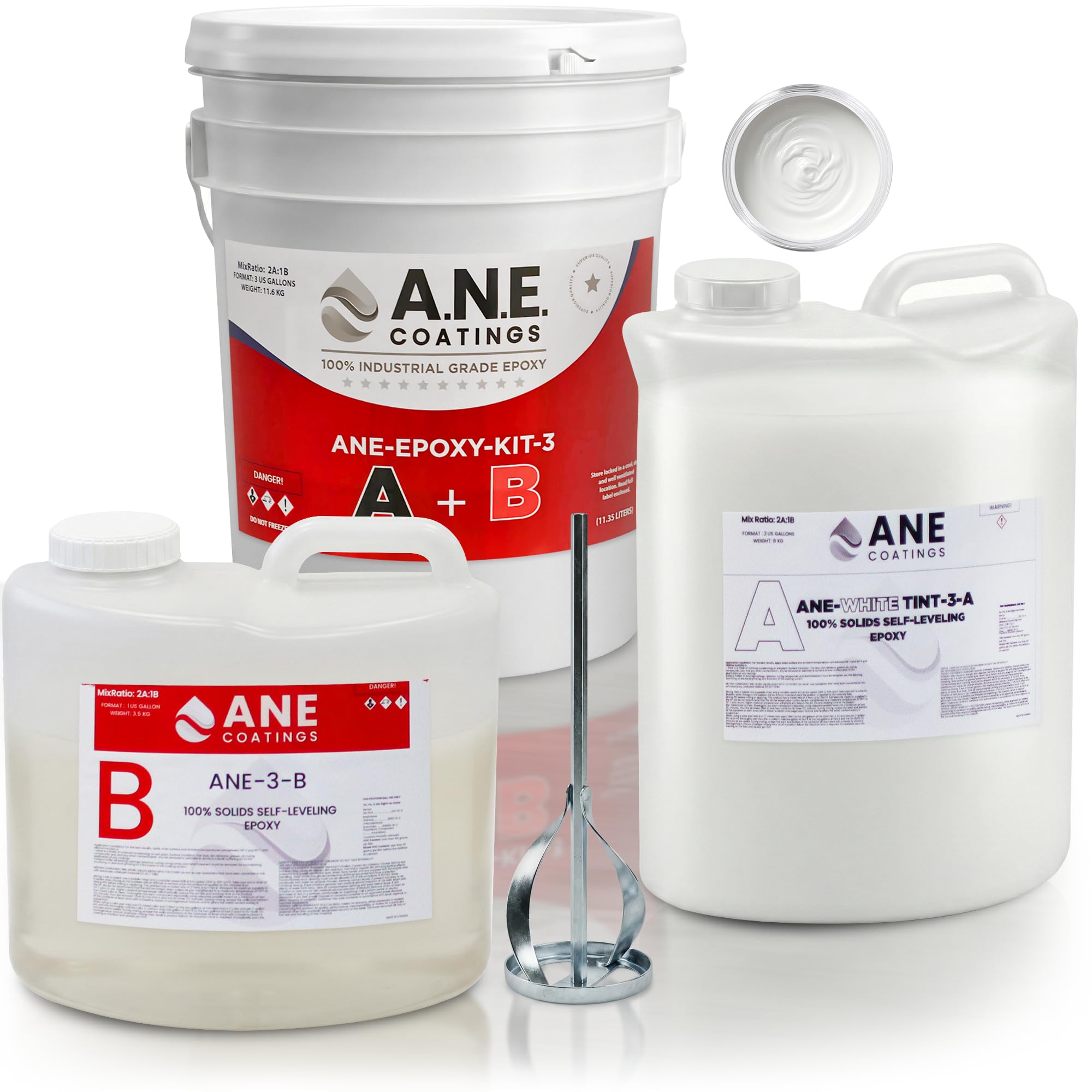 Self Leveling Epoxy Resin Kit – ANE Garage Floor Epoxy Kit Spreads Seamlessly. Durable, Industrial Grade Clear Epoxy Resin for Concrete Floors and Countertops - White