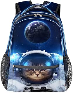 Mochilas de viagem para laptop para mulheres homens astronauta gato espaço moda mochilas escolares mochilas para livros, mochila casual para meninos meninas trabalho viagem caminhada acampamento, Multicor, Medium