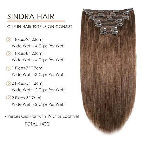Miniatura 5 de Sindra Extensiones de cabello humano real con pinza, 4.94 oz, cabello grueso, extensiones de cabello humano real, extensiones de cabello humano
