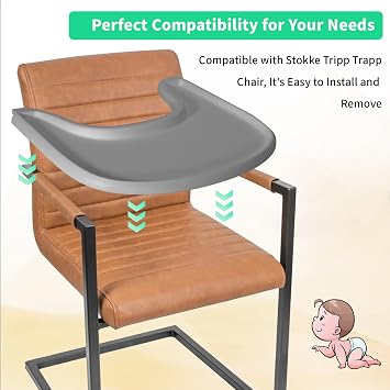 Tray Compatible with Stokke Tripp Trapp Chair, High Chair Tray Accessories for Toddler 6-36 Months, Full Cover High Chair Placemat for Stokke Highchair with Smooth Surface and Strong Suction
